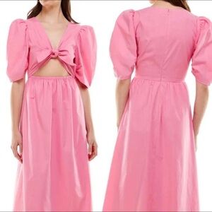 WAYF Pink Cut-Out Midi Dress Peggy